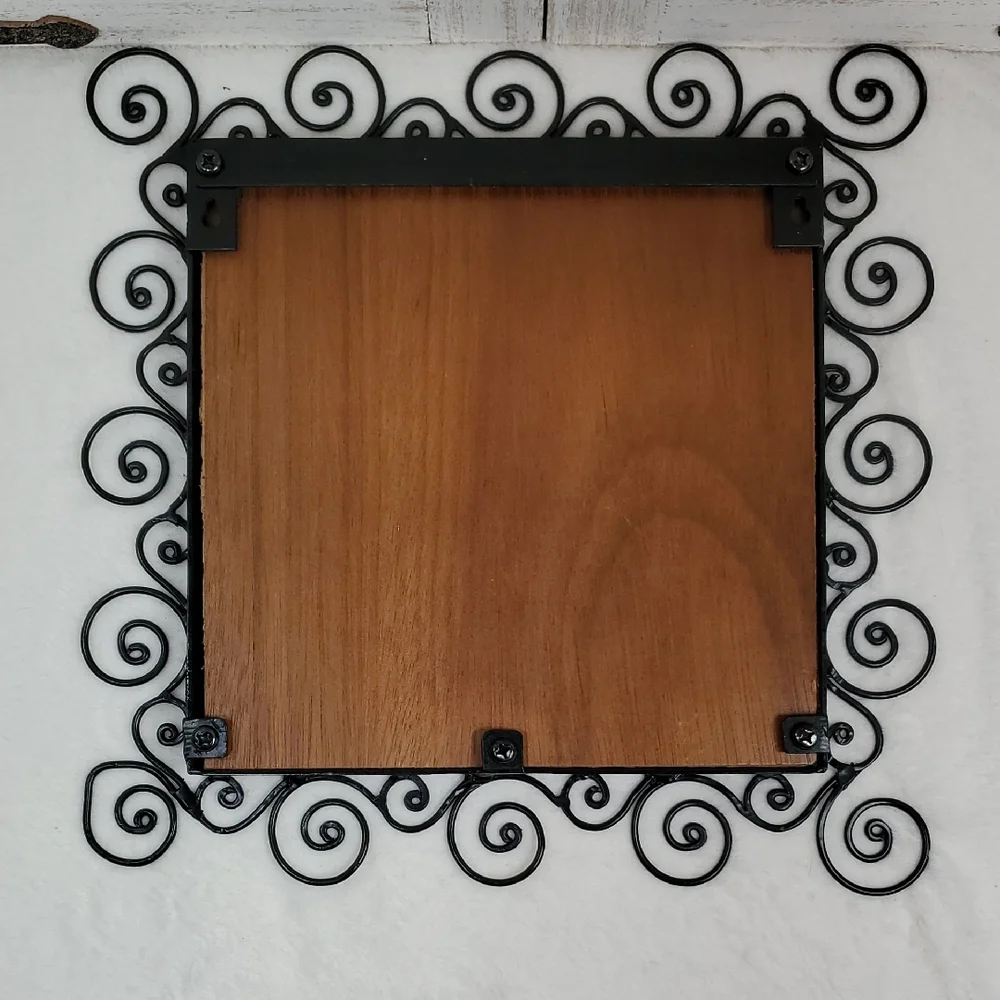 Elegant Black Wrought Iron Wall Mirror with Swirls